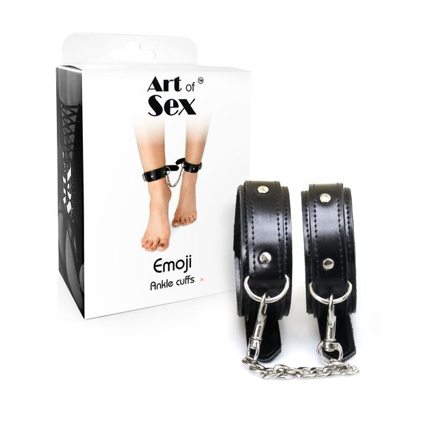 Поножі з екошкіри Art of Sex Emoji Ankle cuffs Чорні One Size SX0514 фото