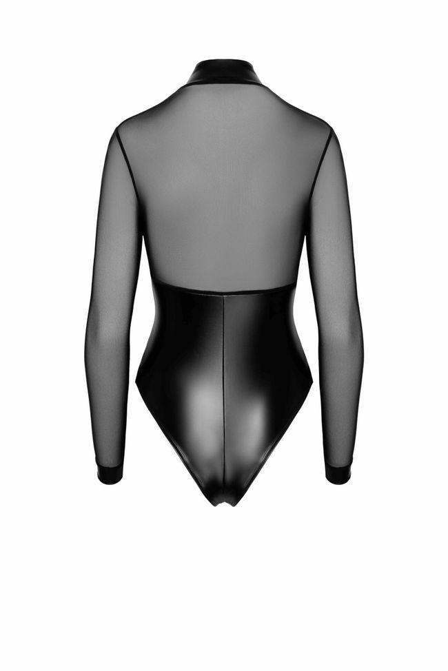 Боди Noir Handmade F321 Edge wetlook and mesh body with rings Черное 3XL SX0362 фото