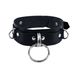 Feral Feelings D-Rings Genuine Leather Dog Collar, Black, ONE SIZE, ONE SIZE