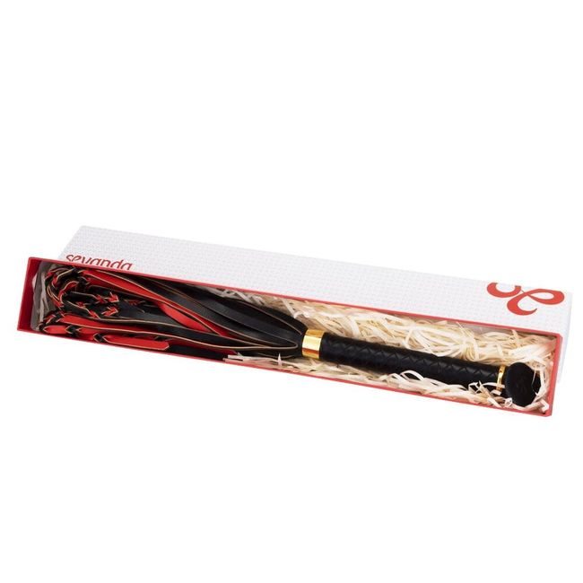 Флоггер LOCKINK SEVANDA Red & Black Braided Tail Flogger Черно-красный SX0876 фото