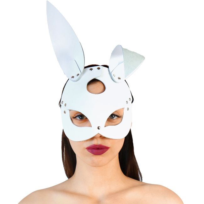 Кожаная маска Зайки Art of Sex Bunny mask One Size Белая SO9646 фото
