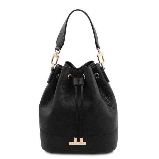 Women's leather bag - bucket Tuscany TL142146 (bucket bag), Black