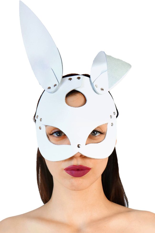 Шкіряна маска Зайчики Art of Sex Bunny mask One Size Біла SO9646 фото