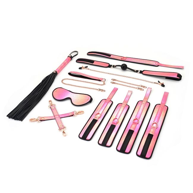 BDSM set Liebe Seele Vivid Sakura 8 Pieces Set (8 accessories) eco-leather on a velvet base, Розовый