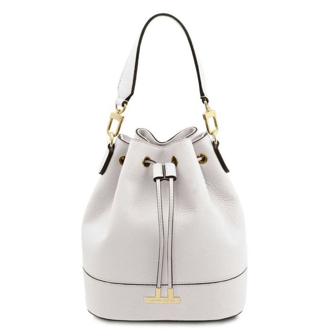 Women's leather bag - bucket Tuscany TL142146 (bucket bag), White