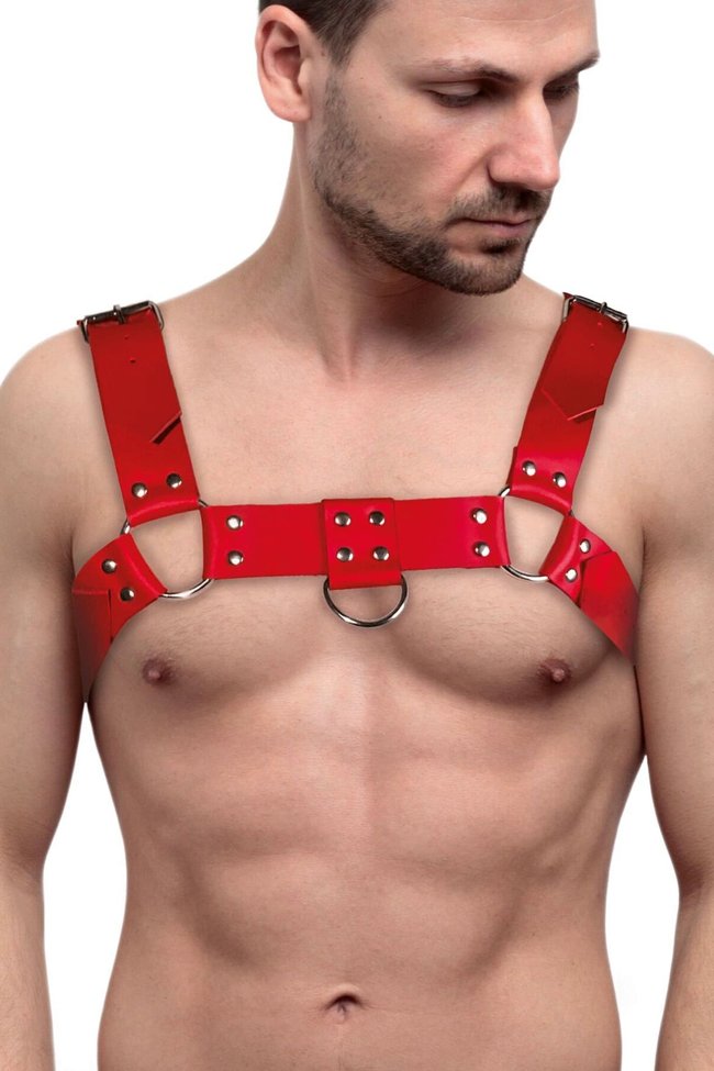 Leather chest harness Feral Feelings Bulldog Harness One Size Red