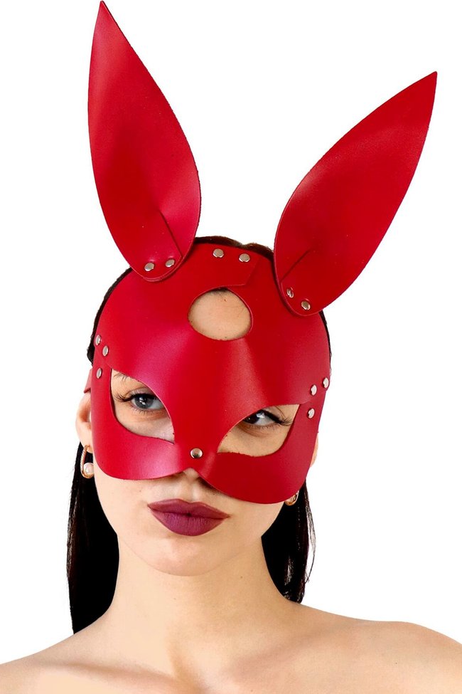 Кожаная маска Зайки Art of Sex Bunny mask One Size Красный SO9645 фото