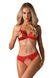 Obsessive 870-SEC-3 set with open cups and panties with a slit, Red, S, M, S/M