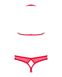 Obsessive 870-SEC-3 set with open cups and panties with a slit, Red, S, M, S/M