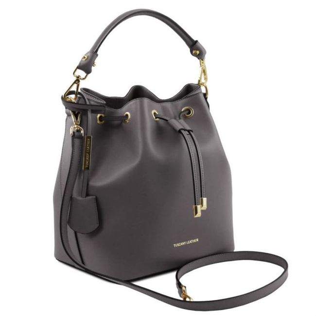 Women's leather bucket bag Tuscany Vittoria TL141531, Black