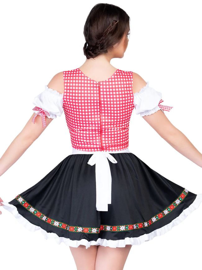 Рольовий костюм баварської дівчини Leg Avenue Beer Garden Babe Чорно-біло-червоний L SO7925 фото