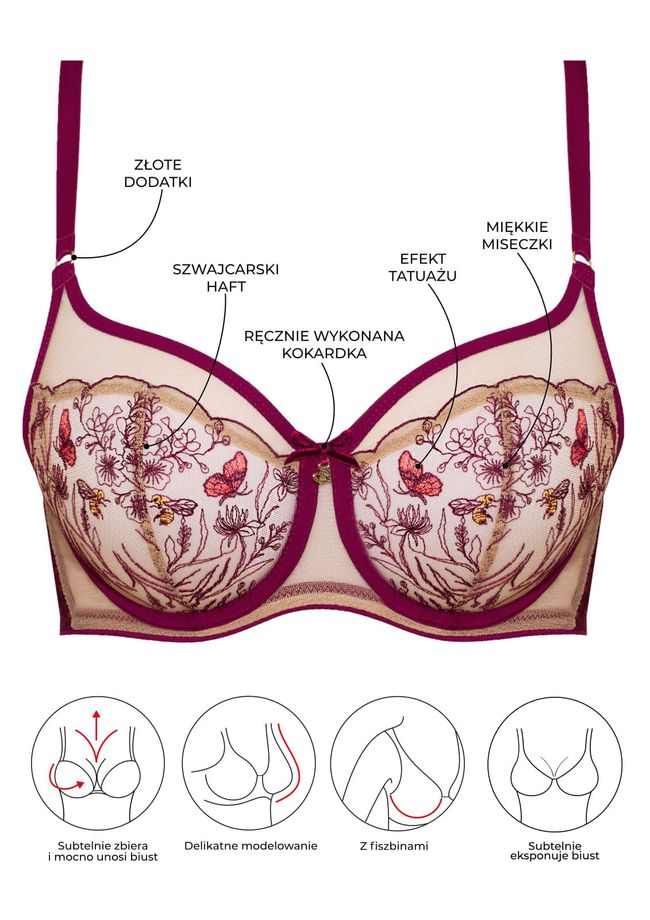 Bra soft with cup Samanta Adelina A143, Рубиновый, 75F