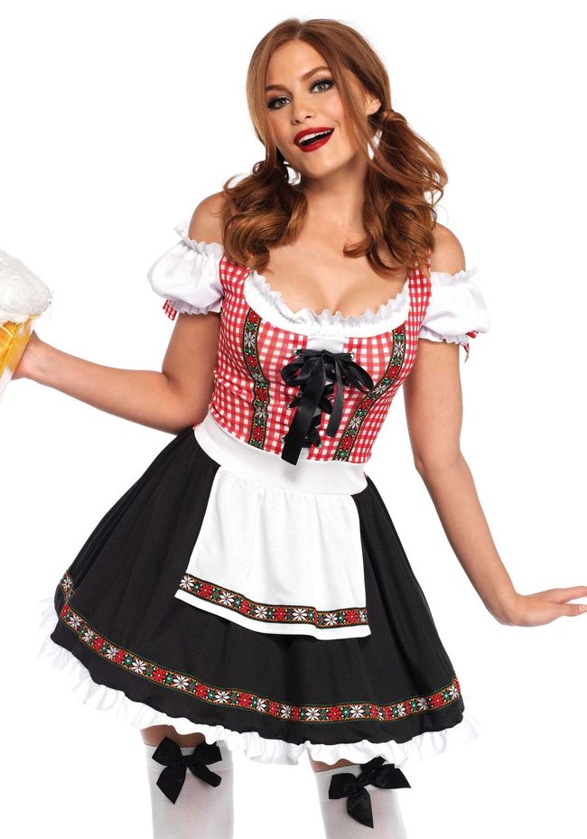 Ролевой костюм баварской девушки Leg Avenue Beer Garden Babe Черно-бело-красный L SO7925 фото