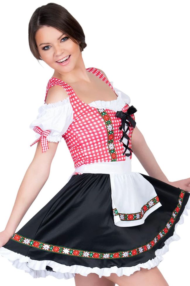 Рольовий костюм баварської дівчини Leg Avenue Beer Garden Babe Чорно-біло-червоний L SO7925 фото