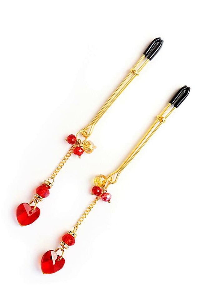 Nipple Clamps Art of Sex Crystal Heart , Red, ONE SIZE, ONE SIZE