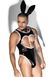 JSY Men's Bunny Costume "Tireless Mat" Bodysuit, Bow Tie, Ears, Black, ONE SIZE, ONE SIZE