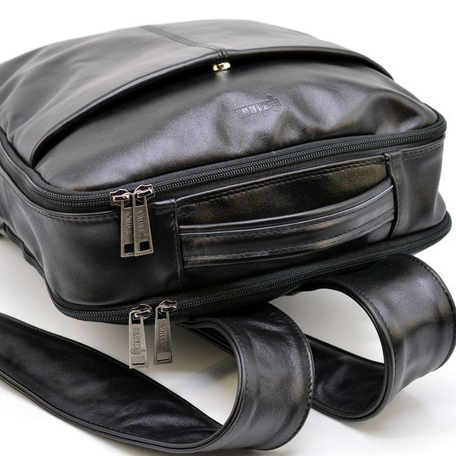 Мужской кожаный рюкзак (наппа) городской TARWA 7280, Черный