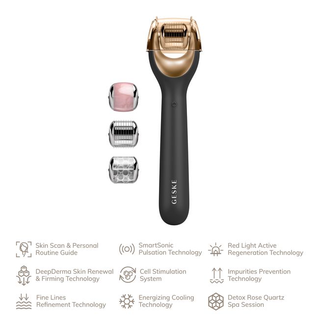 Електронний ролер для обличчя з мікроголками GESKE MicroNeedle Face Roller 9в1 gray