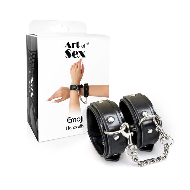 Наручники з екошкіри Art of Sex Handcuffs Emoji Чорні One Size SO9976 фото