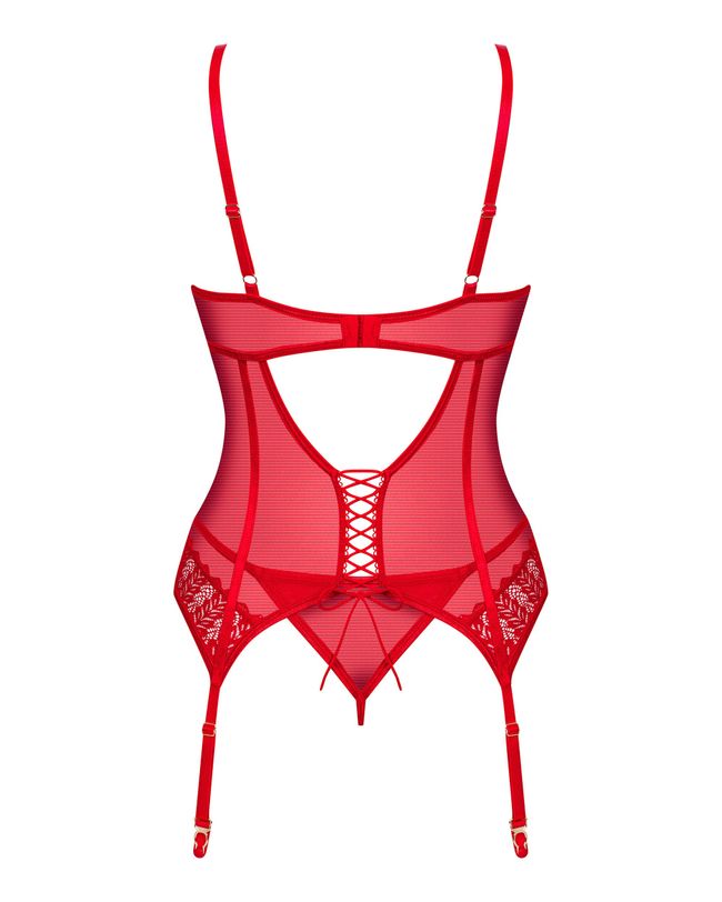 Корсет и стринги Obsessive Ingridia corset Красный XL/2XL 100417 фото