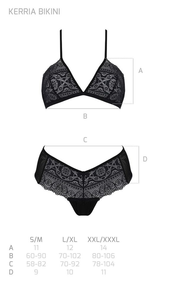 Passion KERRIA BIKINI ECO Set (Bralette and Bikini Briefs), Black, L, XL, L/XL