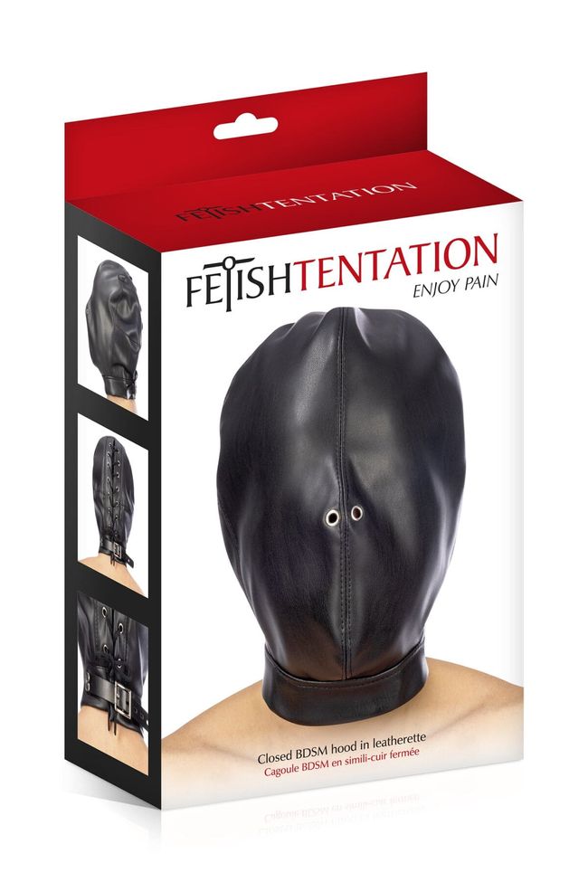 BDSM hood Fetish Tentation Closed BDSM hood in leatherette Black One Size