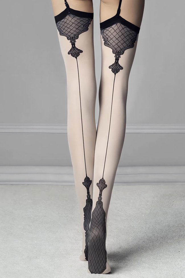 Belted stockings Livia Corsetti Resminata 40 den Beige-black 2