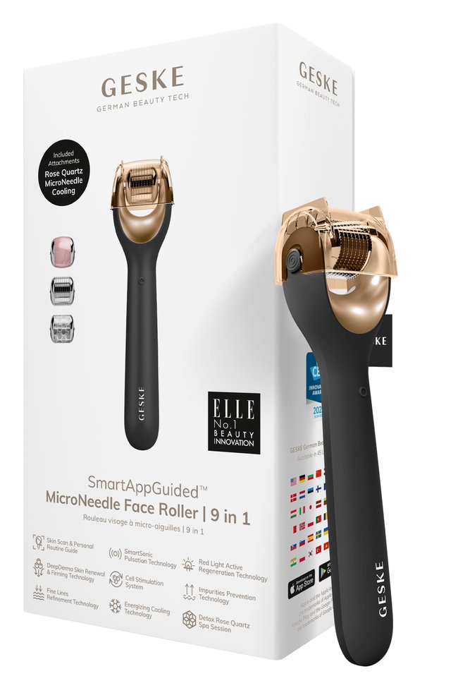 Електронний ролер для обличчя з мікроголками GESKE MicroNeedle Face Roller 9в1 gray