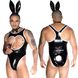 JSY Men's Bunny Costume "Tireless Mat" Bodysuit, Bow Tie, Ears, Black, ONE SIZE, ONE SIZE