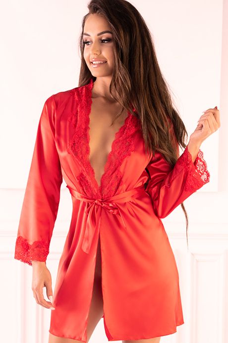 Robe and shirt set LivCo Corsetti Jacqueline Red L/XL