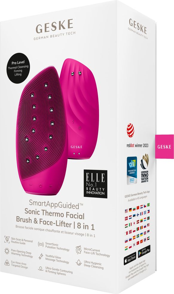 Очищаюча щітка для обличчя GESKE Sonic Thermo Facial Brush&Face-Lifter 8в1 magenta