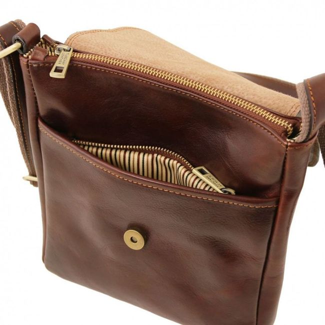 Чоловіча шкіряна сумка через плече JOHN, Tuscany TL141408, Світло-коричневий