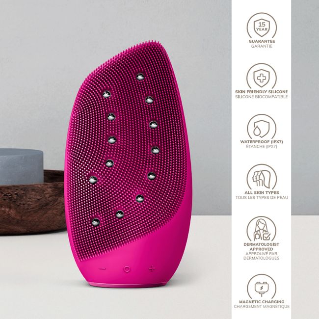 Очищаюча щітка для обличчя GESKE Sonic Thermo Facial Brush&Face-Lifter 8в1 magenta