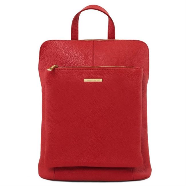 Women's leather backpack-bag Tuscany TL141682, Red