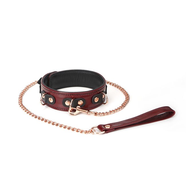 Collar with leash Liebe Seele Wine Red Collar and Leash Burgundy One Size
