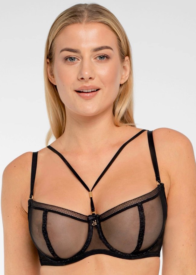 Samanta Leo A142 Soft Cup Balconette Bra, Black, 70G