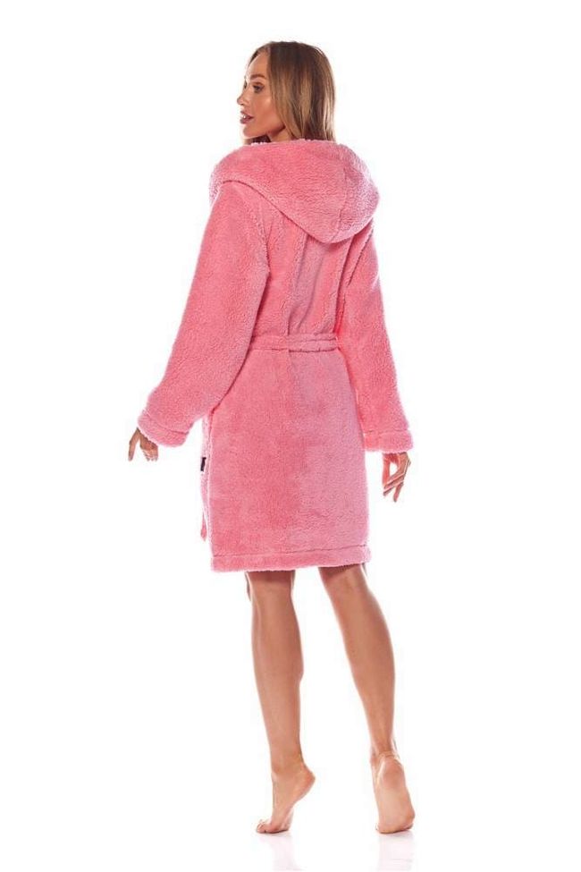 Короткий халат с капюшоном L&L 2215 Розовый L 96192 фото