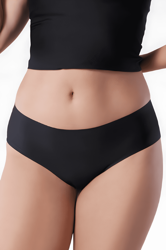Seamless slip panties with lace Julimex Cheekie Black S