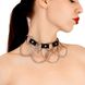 Leather choker with hearts and chains Art of Sex Freya Black One Size