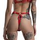 Feral Feelings String Bikini Genuine Leather Panties, Red, ONE SIZE, ONE SIZE