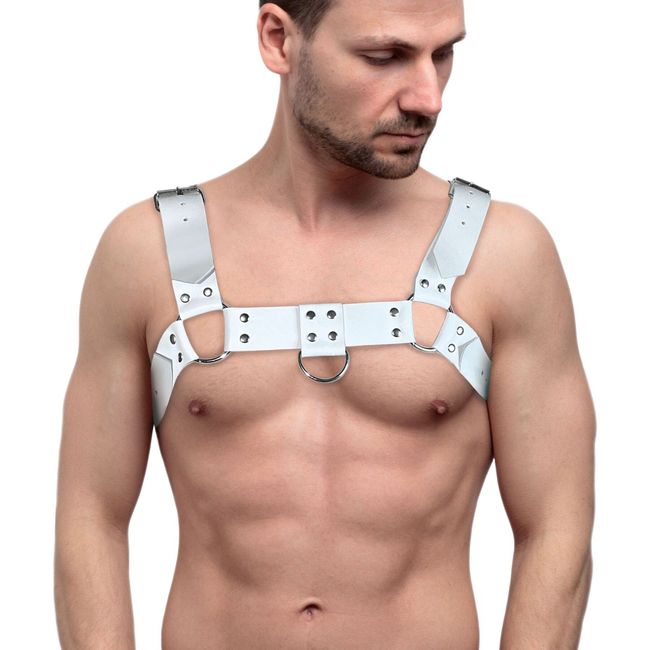 Leather chest harness Feral Feelings Bulldog Harness One Size White