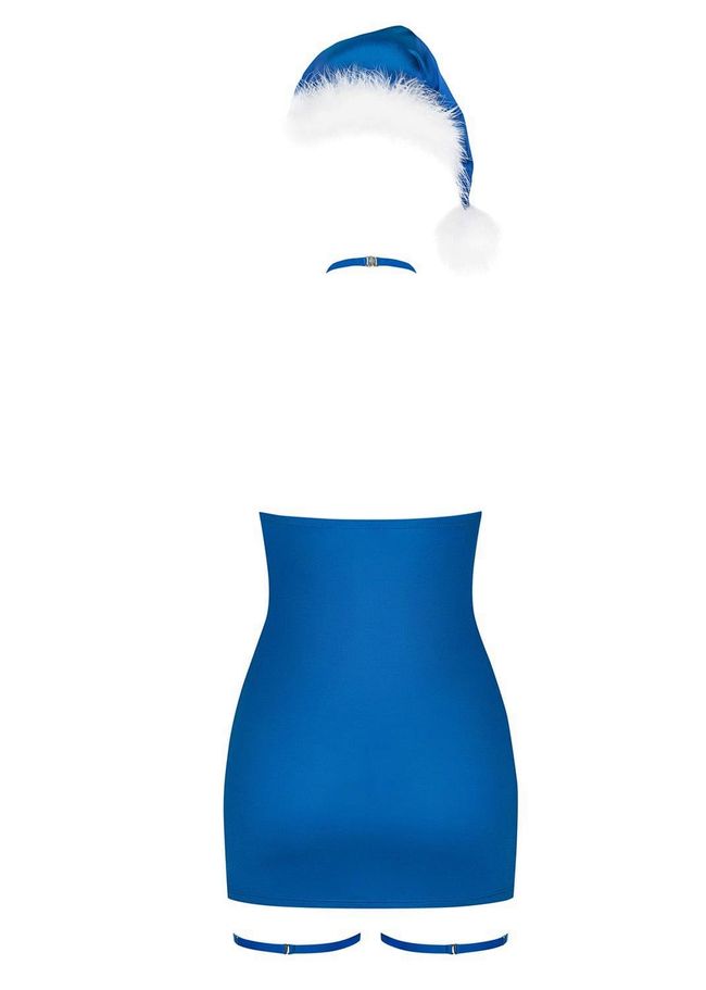 Новорічний костюм снігуроньки Obsessive Kissmas chemise Синій S/M 85747 фото