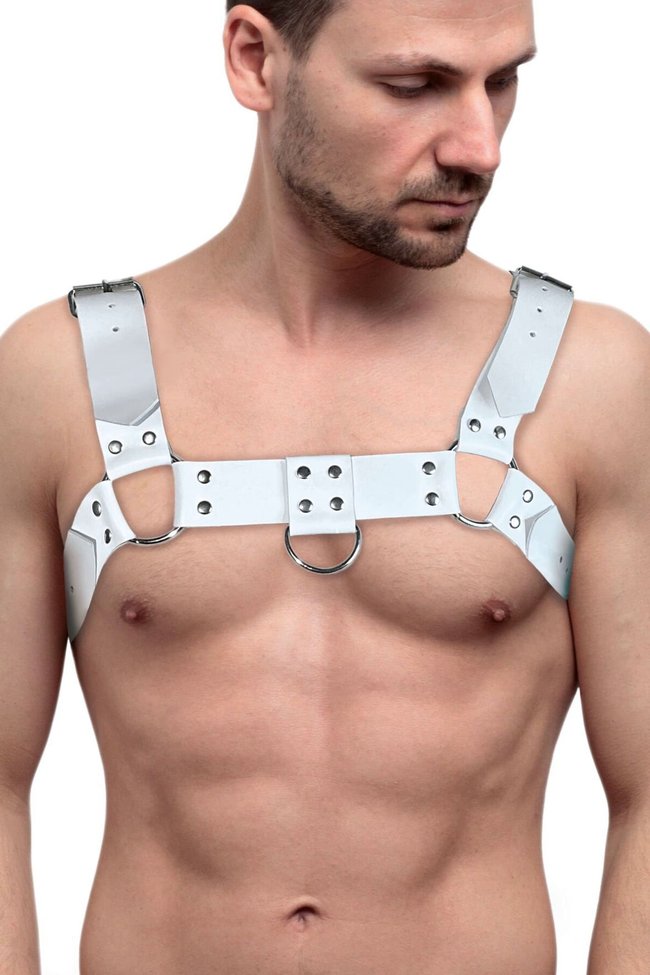 Leather chest harness Feral Feelings Bulldog Harness One Size White