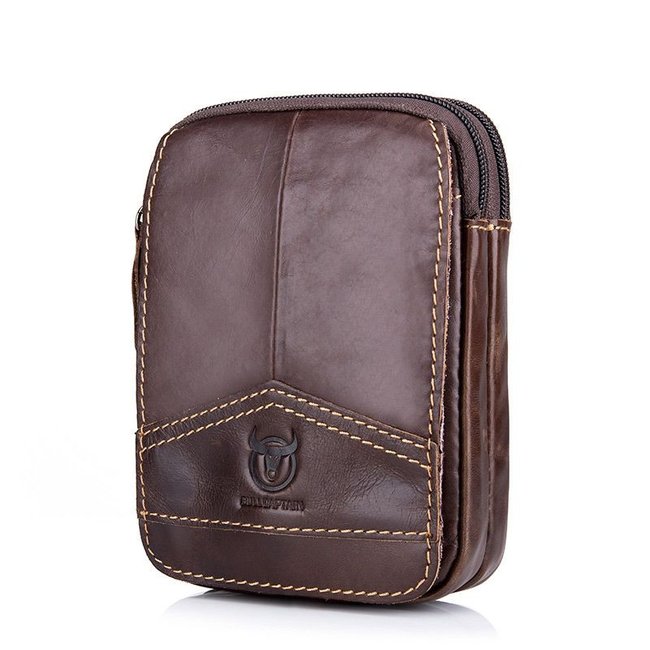 Шкіряна міні сумка на пояс Bull YB12, Темно-коричневий
