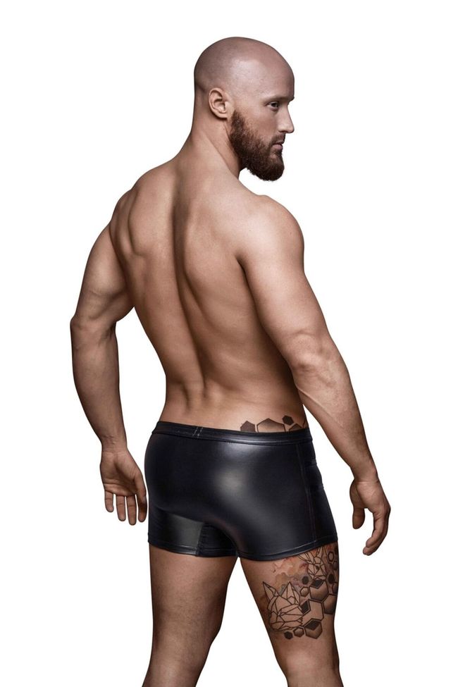 Men's shorts Noir Handmade H006 Men shorts with wet effect, Black, 2XL