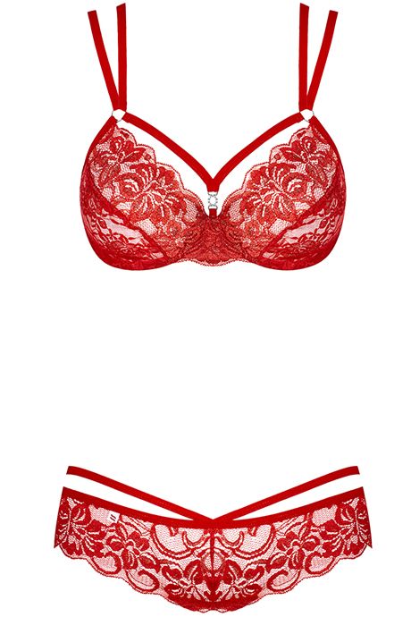 Obsessive 860-SET-3 set Red S/M