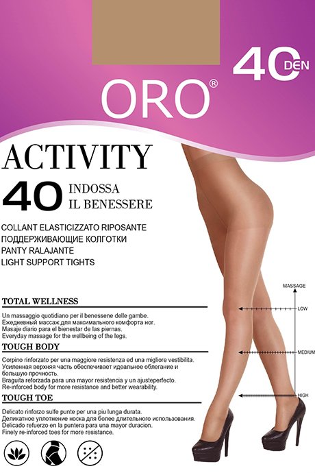 Колготки з ущільненими шортиками та профілактичним масажем ORO Activity 40 den