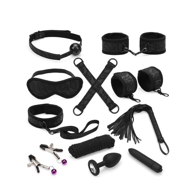 Набір Liebe Seele Black Lace and Neoprene 11pcs Bondage Kit Чорний SO9509 фото