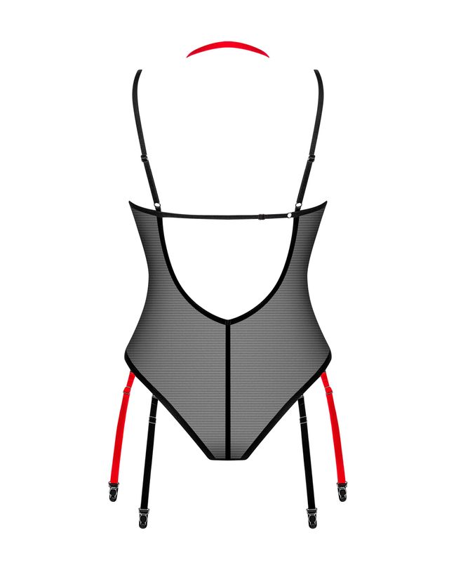 Bodysuit with garters for stockings Obsessive Glandez Black XS/S