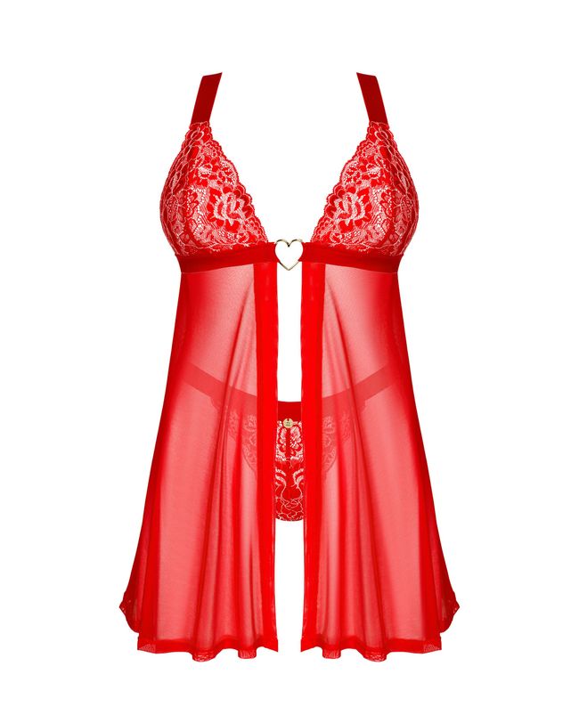 Elegant chemise Obsessive Elianes babydoll Red XL/2XL